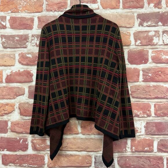 Moon Collection Cardigan Sweater Women's Medium Multicolor Plaid Buttonless Knit - Picture 4 of 8